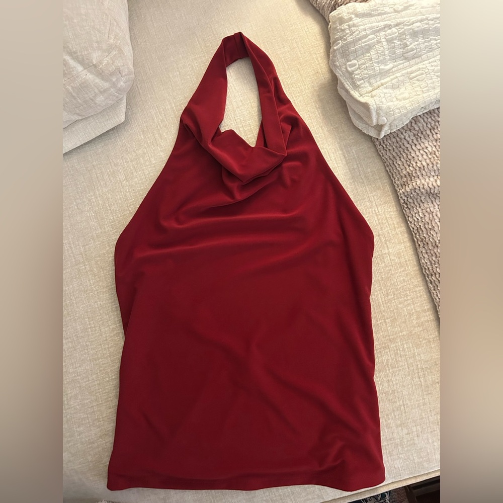 Aritzia Wilfred Tower Top in Dark Ruby Red